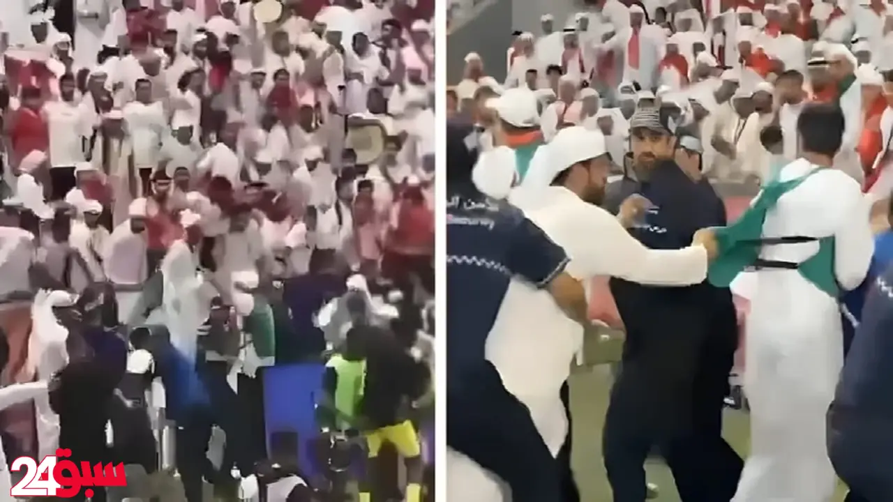 اشتباك جماهير الإمارات مع لاعبي قطر يشعل الملعب عقب هدف الفوز القاتل